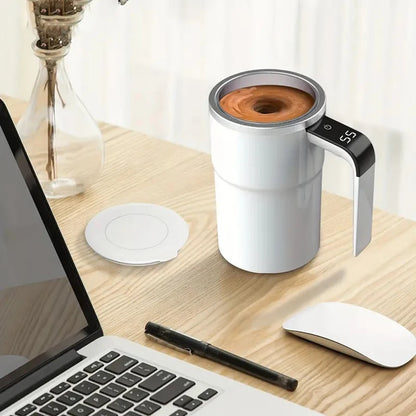 Temperature Display Automatic Stirring Cup, Rechargeable Magnetic Automatic Stirring Coffee Cup, Portable Travel Water Cup
