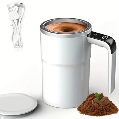 Temperature Display Automatic Stirring Cup, Rechargeable Magnetic Automatic Stirring Coffee Cup, Portable Travel Water Cup