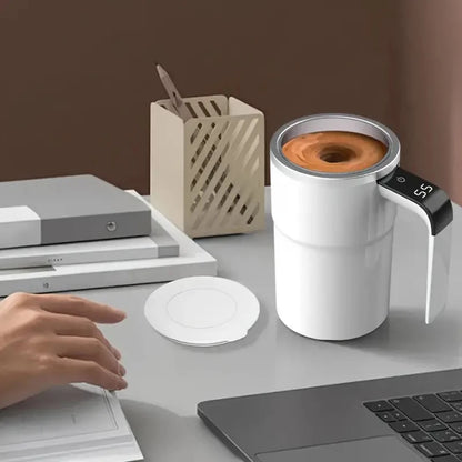 Temperature Display Automatic Stirring Cup, Rechargeable Magnetic Automatic Stirring Coffee Cup, Portable Travel Water Cup