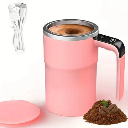 Temperature Display Automatic Stirring Cup, Rechargeable Magnetic Automatic Stirring Coffee Cup, Portable Travel Water Cup
